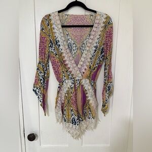 Bohemian Lace Trim Romper